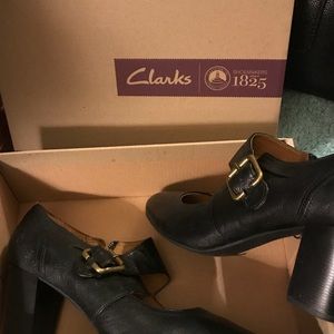 Clark’s Blk Leather MaryJane’s, Sz 9M, Gently Worn